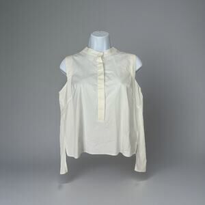 Milly Womens Top S White Popover Sleeveless Shirt Blouse Coastal Resort Career